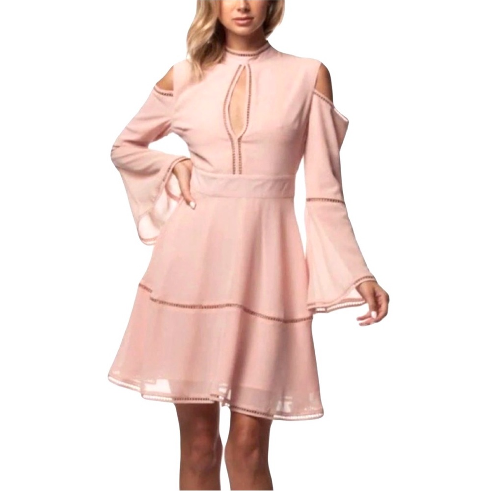 Y2K PPLA People Project Selby Woven Bell Sleeve Dress in Pink Blush Medium NWT